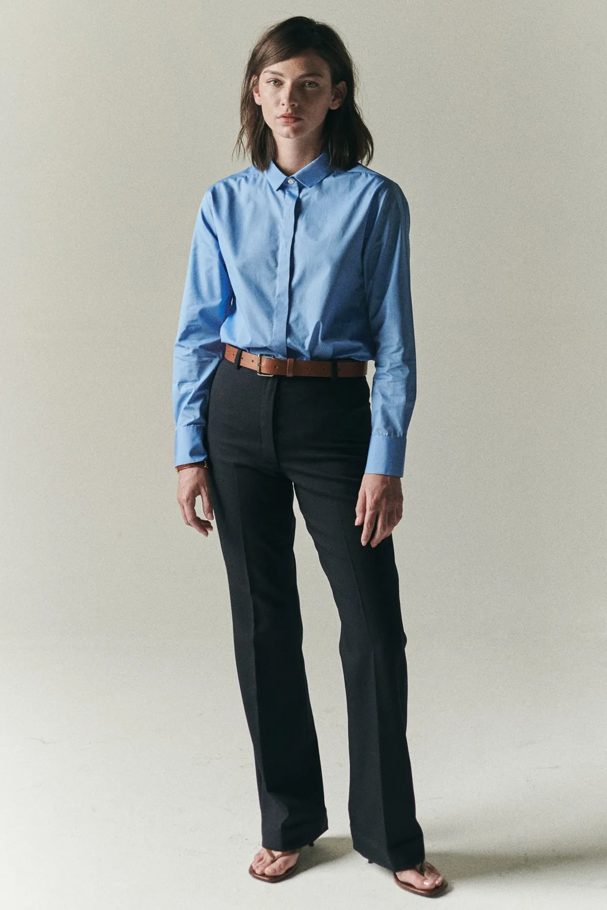 KARLA SLIM BUTTON-DOWN IN FRENCH BLUE - ALUMO SWISS COTTON sold by Chava Studio product image thumbnail 2
