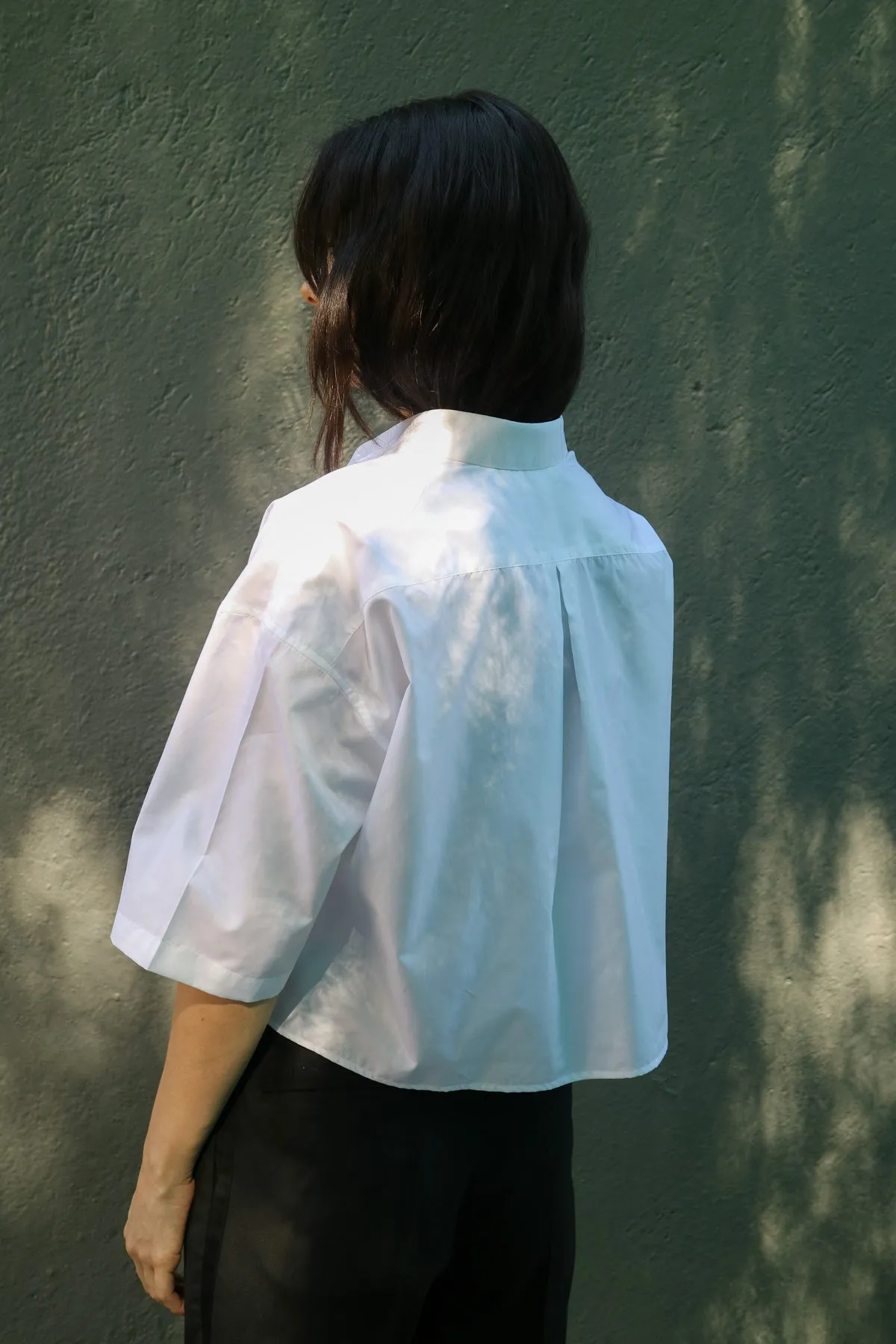 INES CROPPED OVERSIZED SHIRT IN WHITE POPLIN sold by Chava Studio product image thumbnail 2