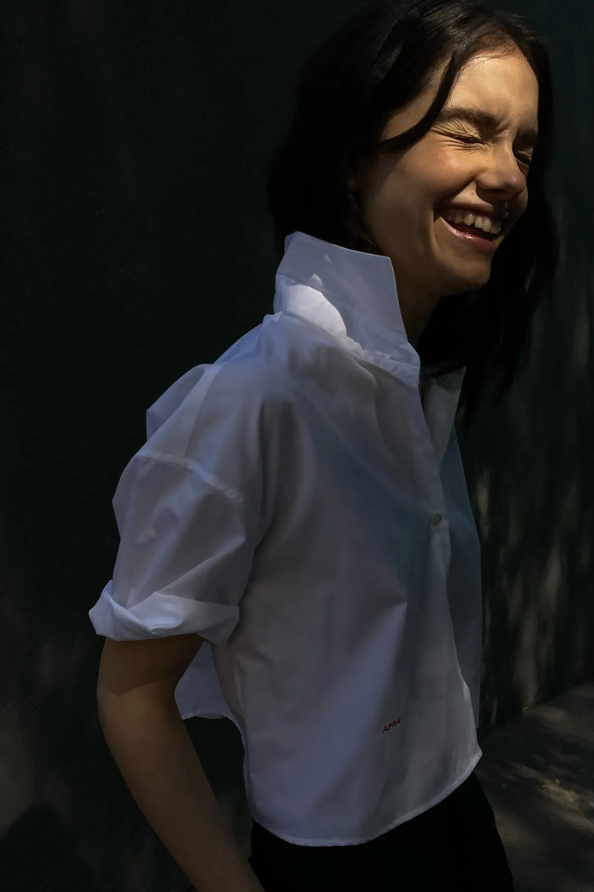 INES CROPPED OVERSIZED SHIRT IN WHITE POPLIN sold by Chava Studio product image thumbnail 5