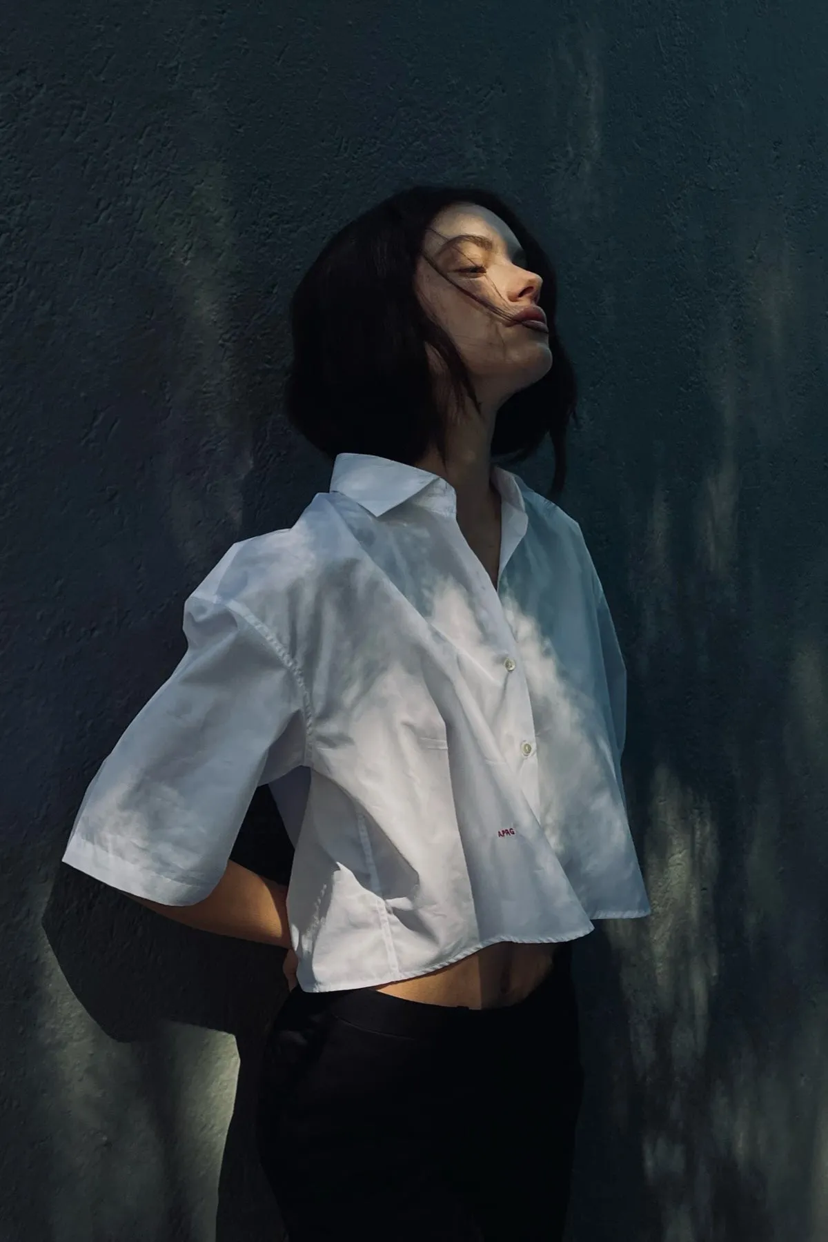 INES CROPPED OVERSIZED SHIRT IN WHITE POPLIN sold by Chava Studio product image thumbnail 4