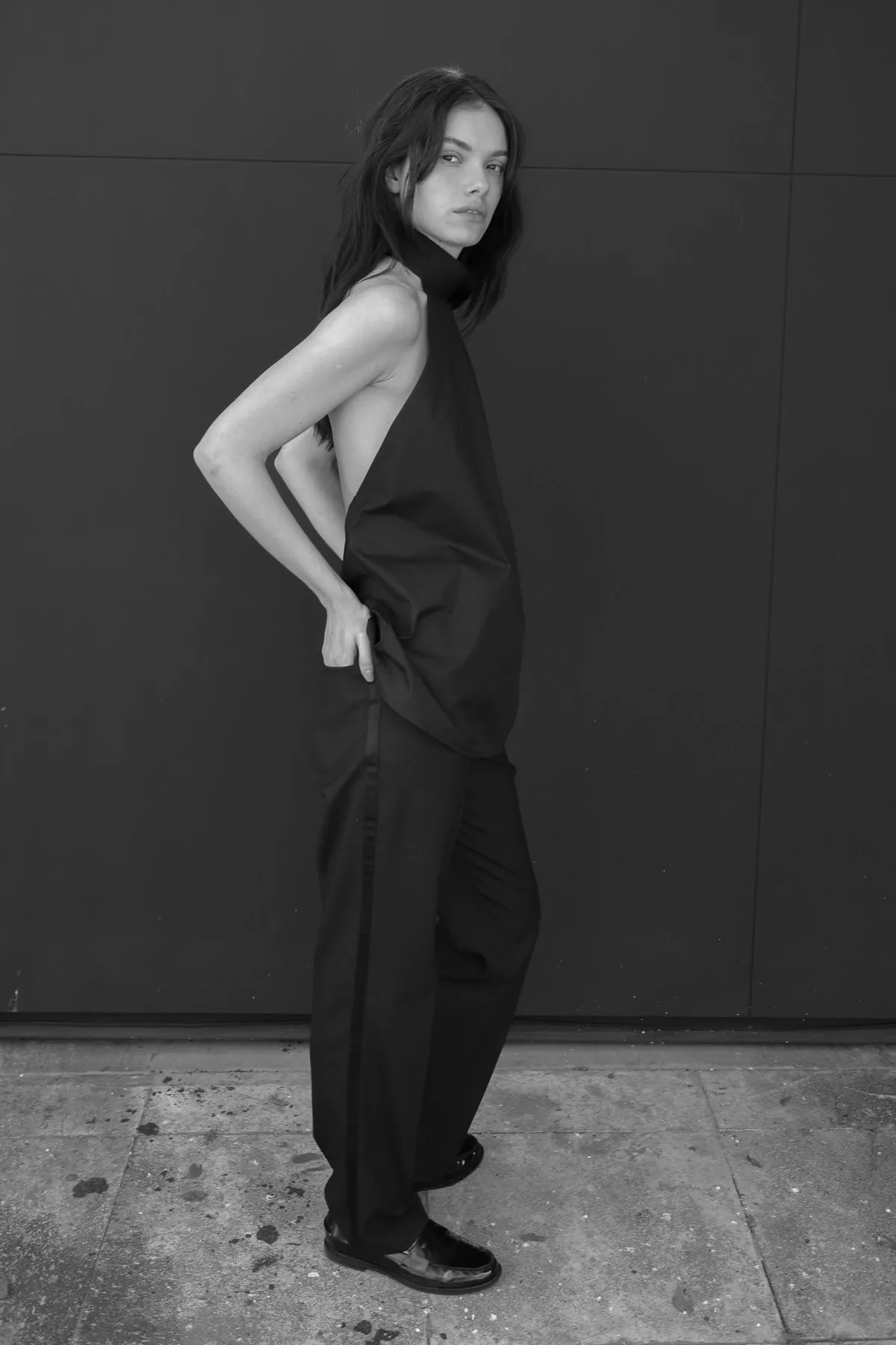 LETY BACKLESS TUNIC IN BLACK POPLIN - IBIEFFE ITALIAN COTTON sold by Chava Studio product image thumbnail 5