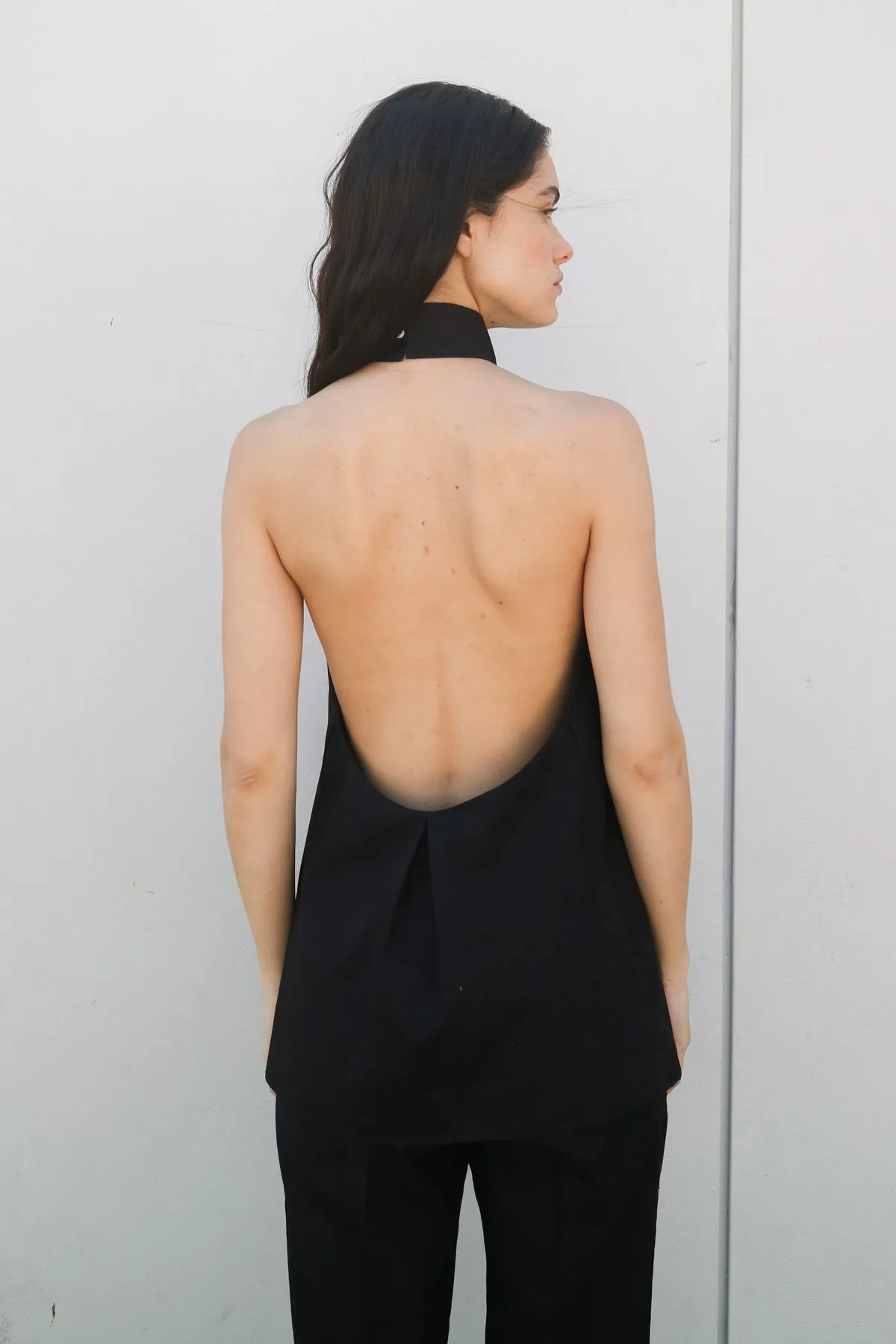 LETY BACKLESS TUNIC IN BLACK POPLIN - IBIEFFE ITALIAN COTTON sold by Chava Studio product image thumbnail 4