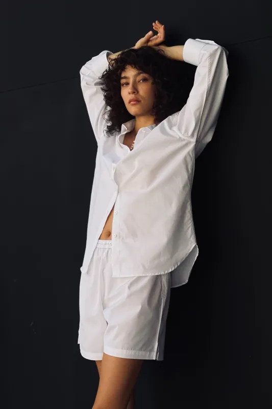 LEA RELAXED BUTTON-DOWN IN WHITE made by Chava Studio