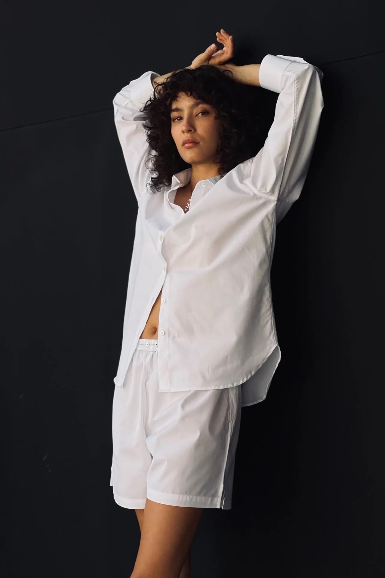 LEA RELAXED BUTTON-DOWN IN WHITE sold by Chava Studio