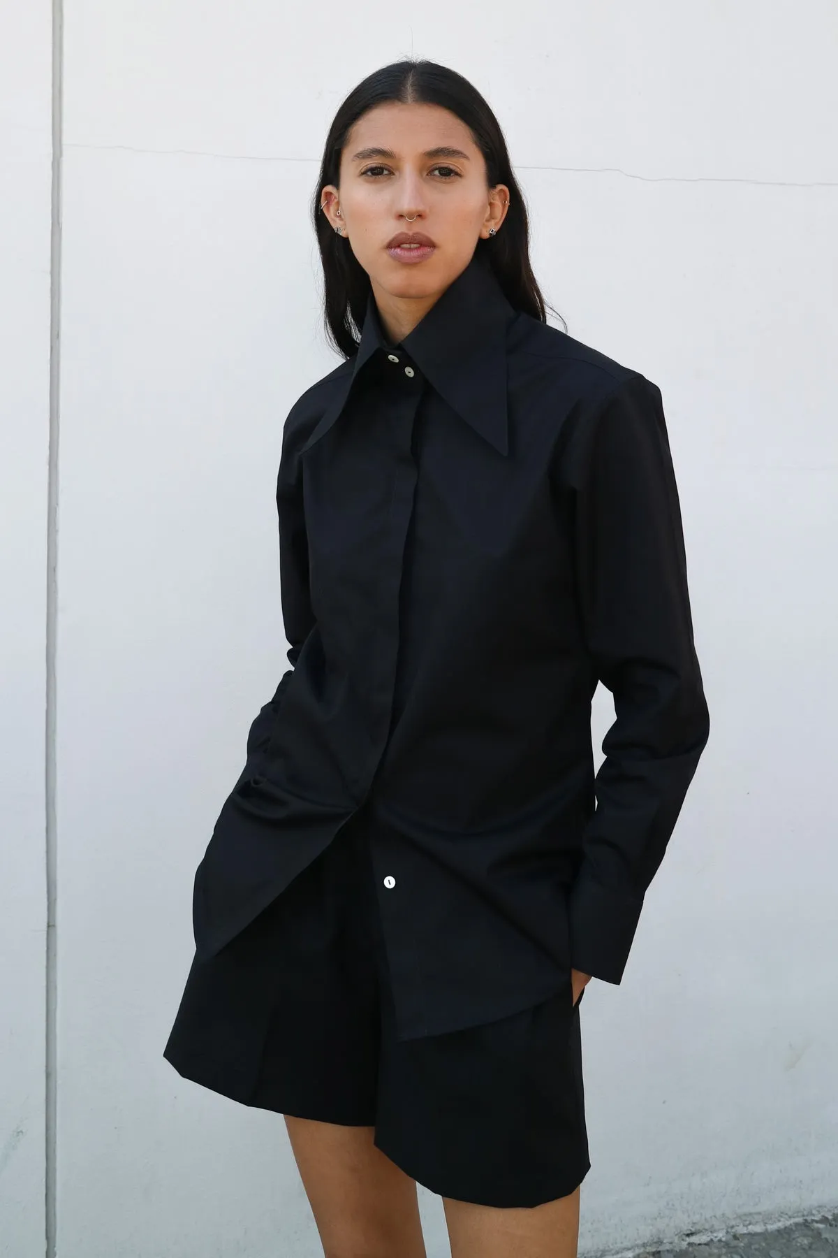 COLLAR SHIRT IN BLACK sold by Chava Studio product image thumbnail 4