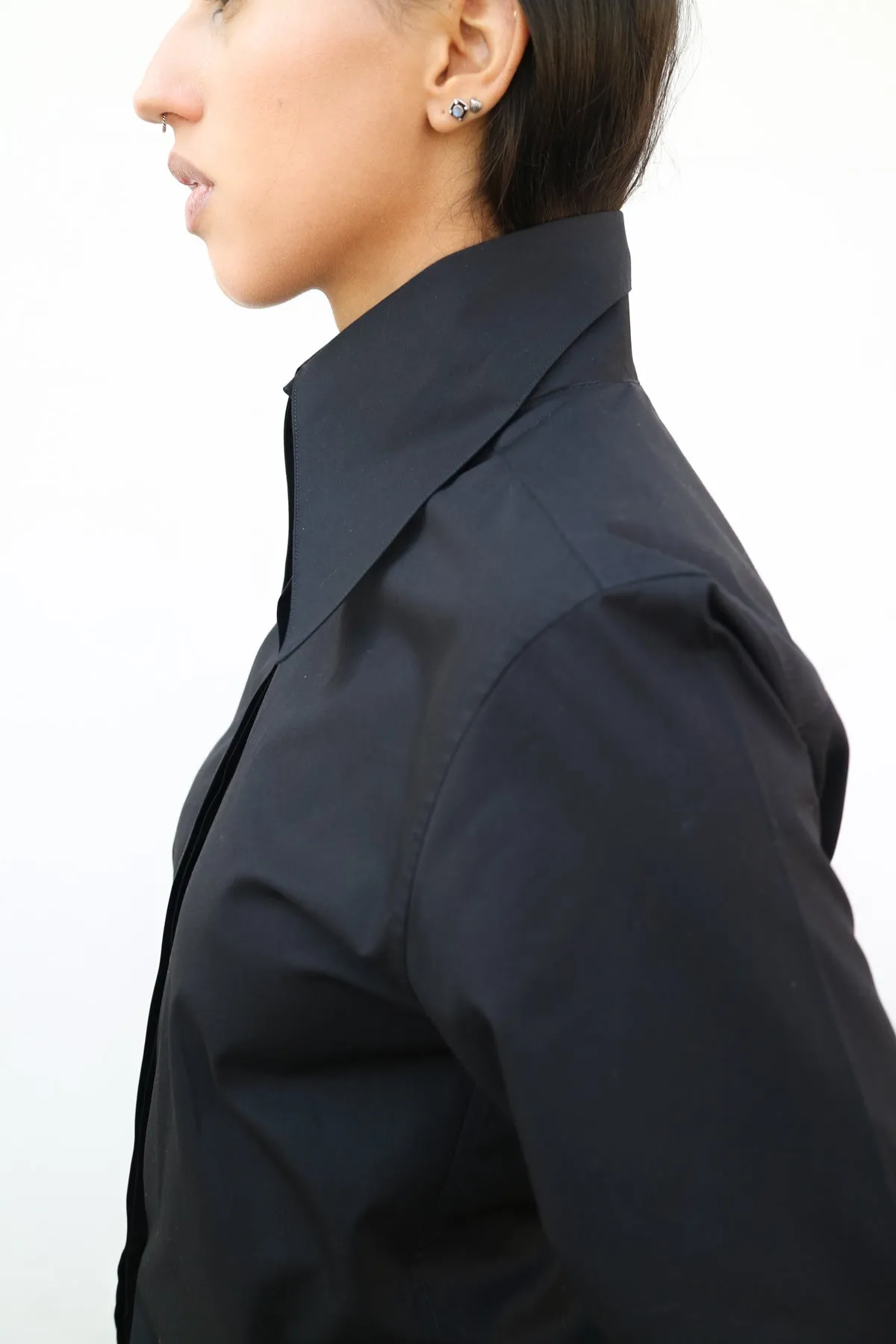 COLLAR SHIRT IN BLACK sold by Chava Studio product image thumbnail 5