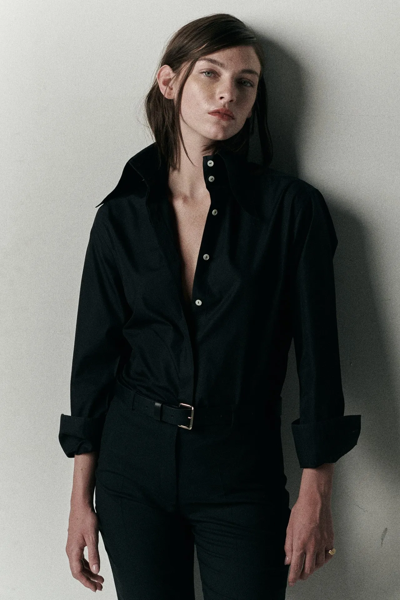COLLAR SHIRT IN BLACK sold by Chava Studio