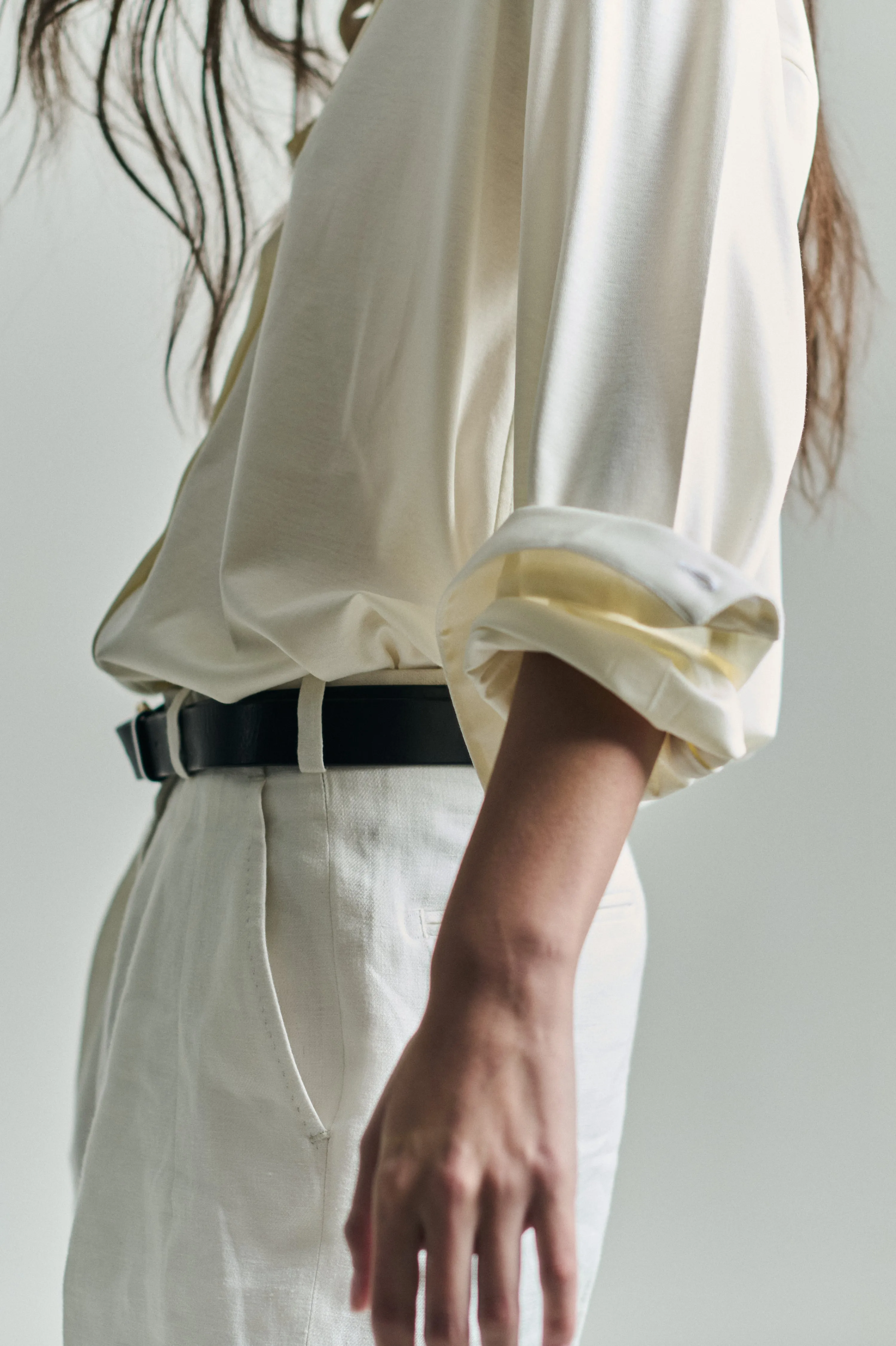 INES OVERSIZED SHIRT IN CREAM SWISS JERSEY sold by Chava Studio product image thumbnail 2