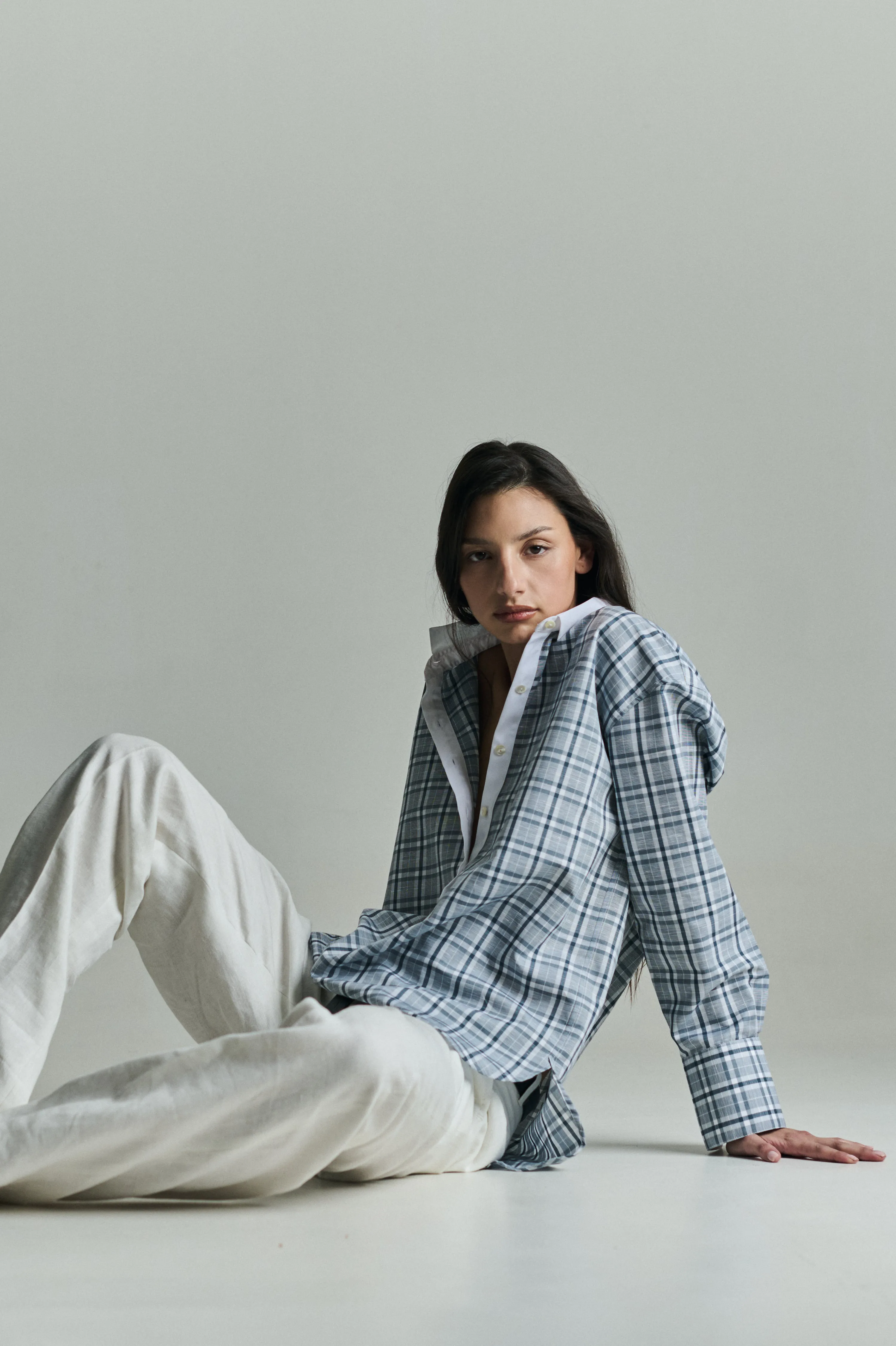 BETI RUGBY OVERSIZED SHIRT IN CHECKED LINEN COTTON sold by Chava Studio product image thumbnail 3