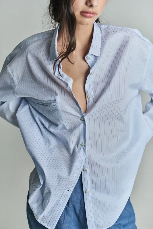 BETI OVERSIZED SUMMER SHIRT IN BLUE STRIPE made by Chava Studio