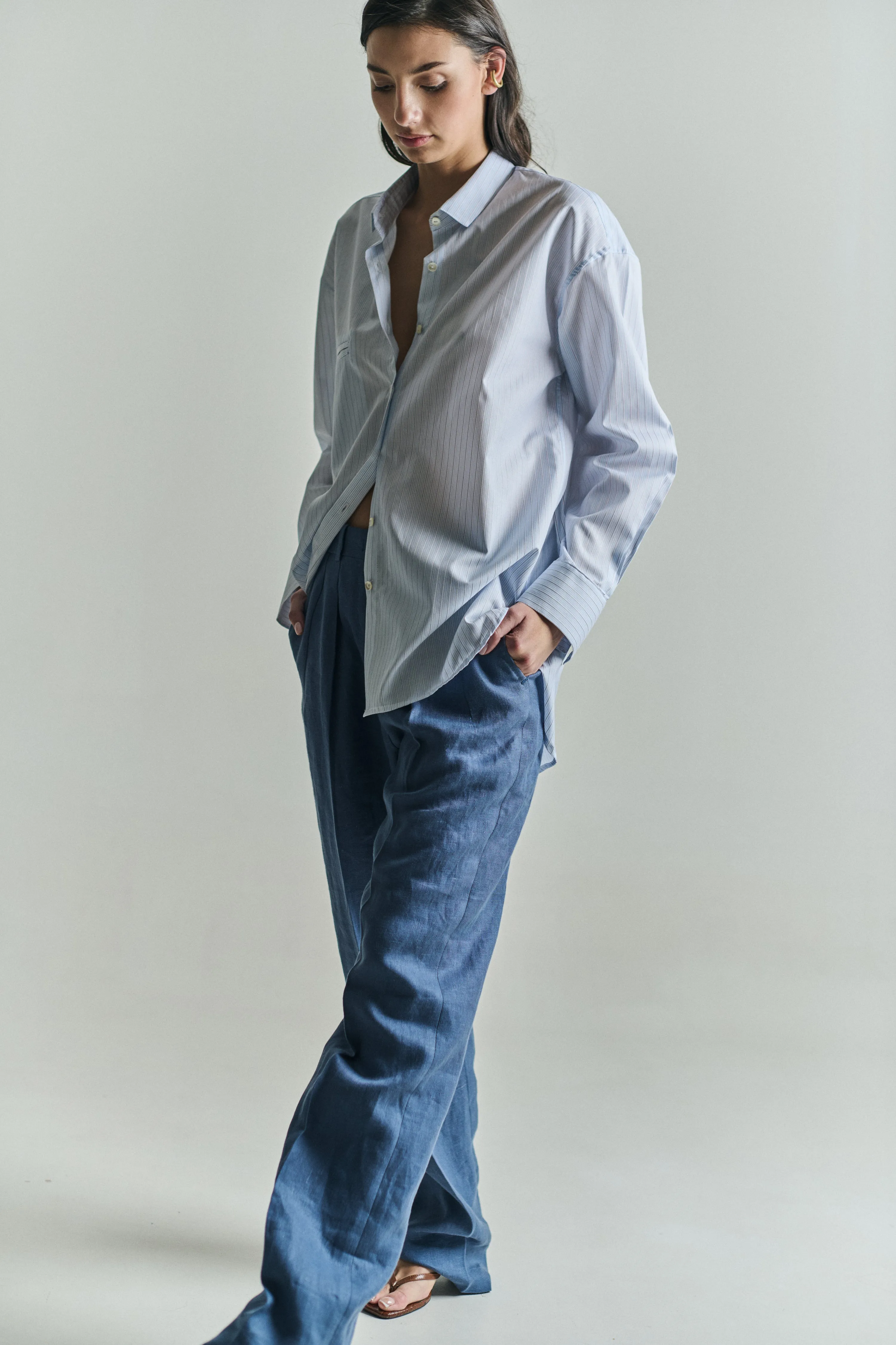 BETI OVERSIZED SUMMER SHIRT IN BLUE STRIPE sold by Chava Studio product image thumbnail 2