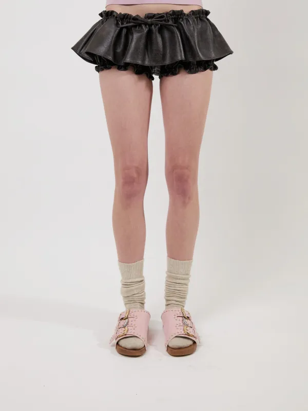 The Aja bloomer skirt in vegan leather made by Aknvas