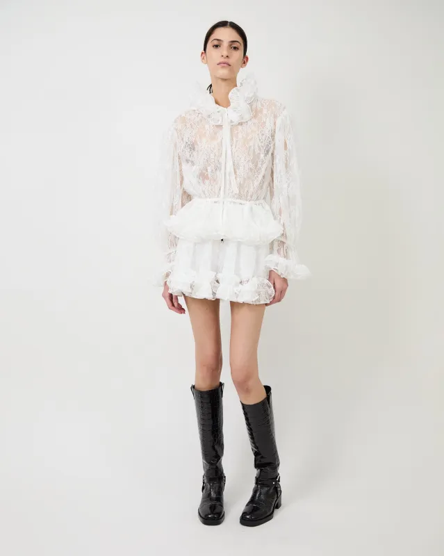 The Elisa jacket in cream lace made by Aknvas