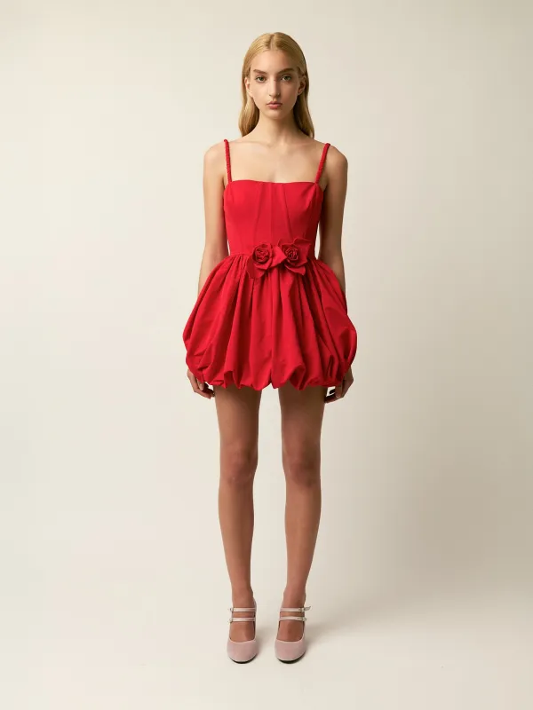 The Anais dress in red made by Aknvas