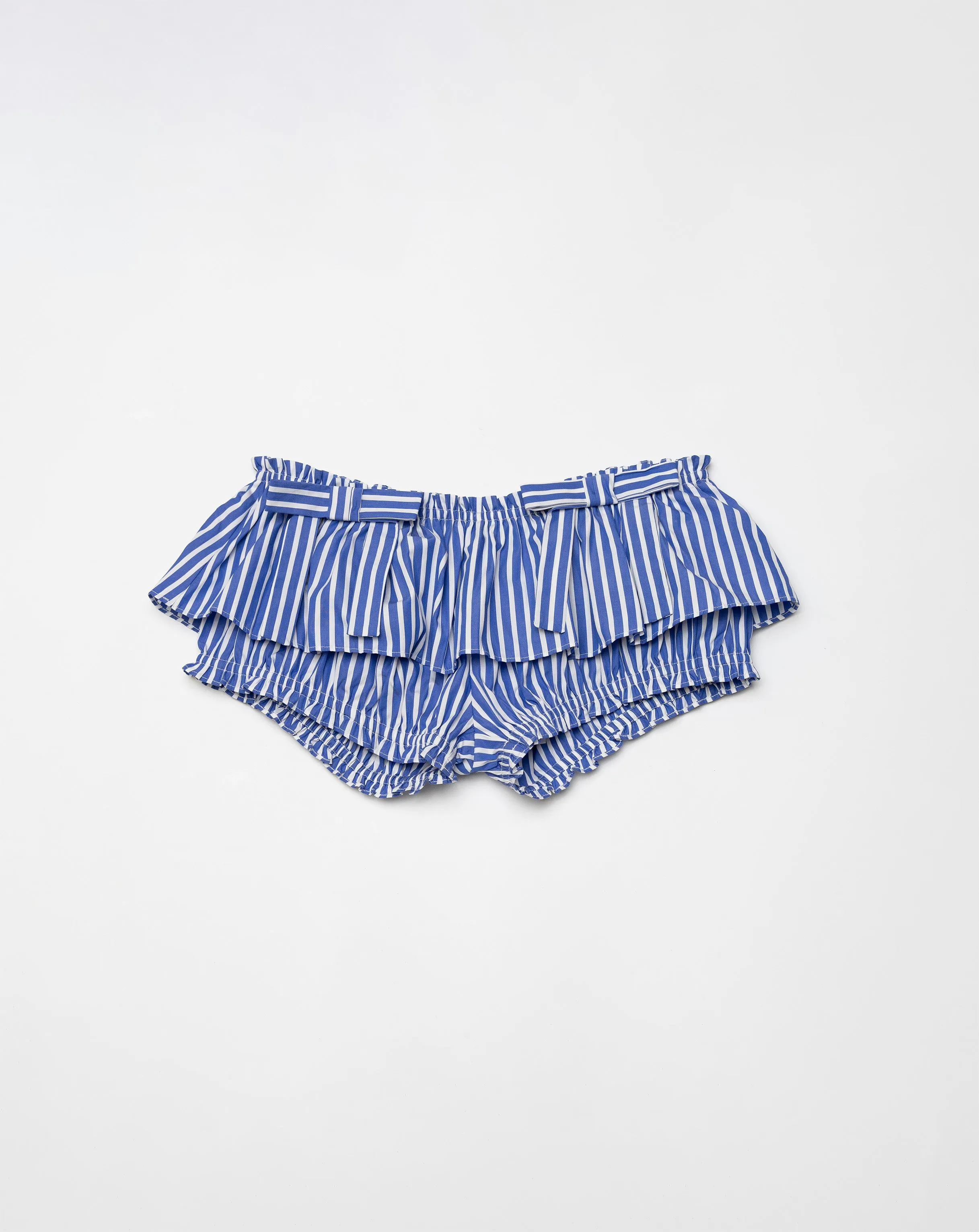 The Aja bloomer skirt in striped poplin sold by Aknvas