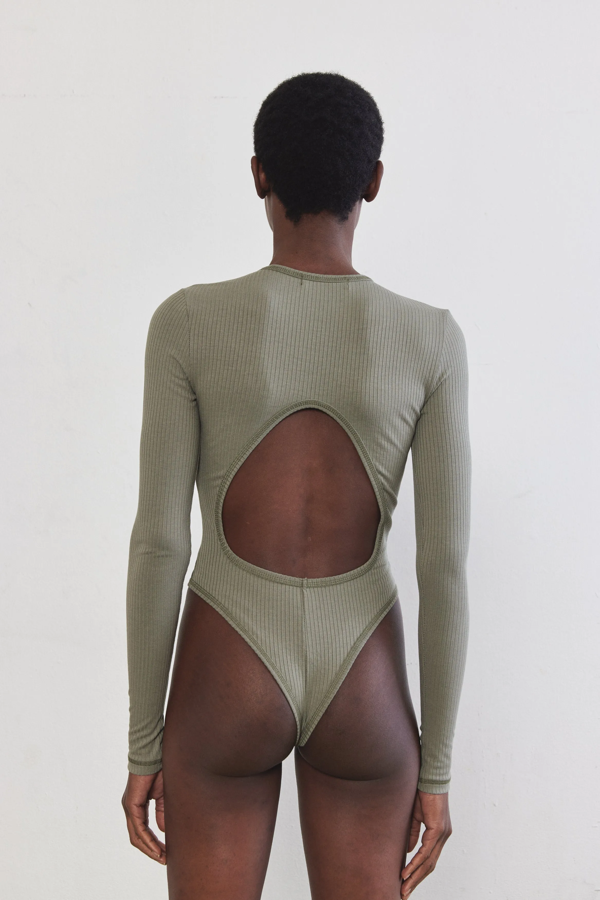 Open Back Ribbed Bodysuit sold by Dé Rococo product image thumbnail 2
