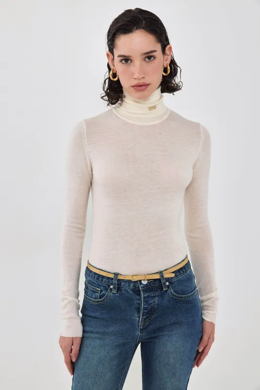 Lightweight Knitted Turtleneck Logo Top made by Dé Rococo