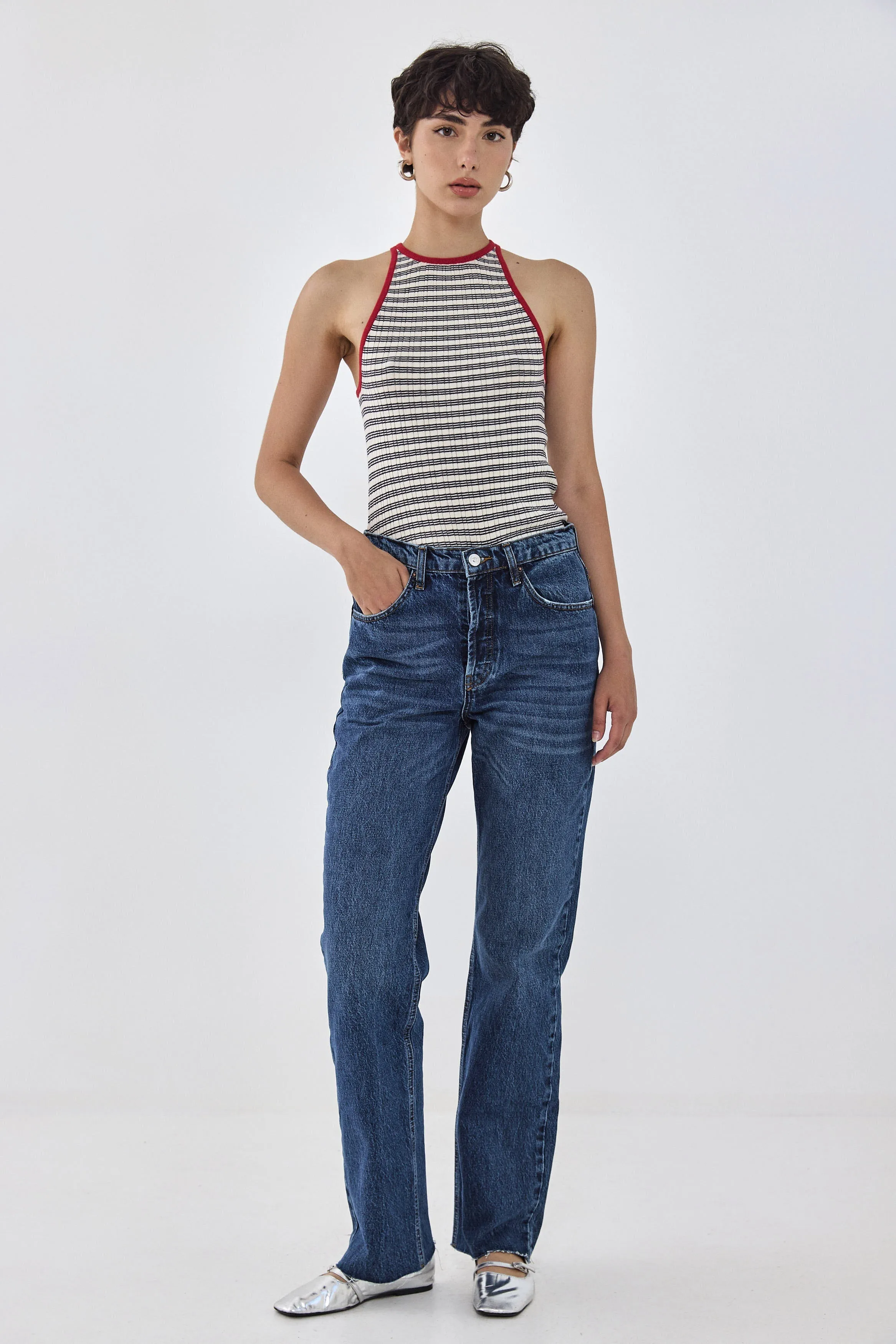 Striped Ribbed Racer Tank Top sold by Dé Rococo product image thumbnail 2