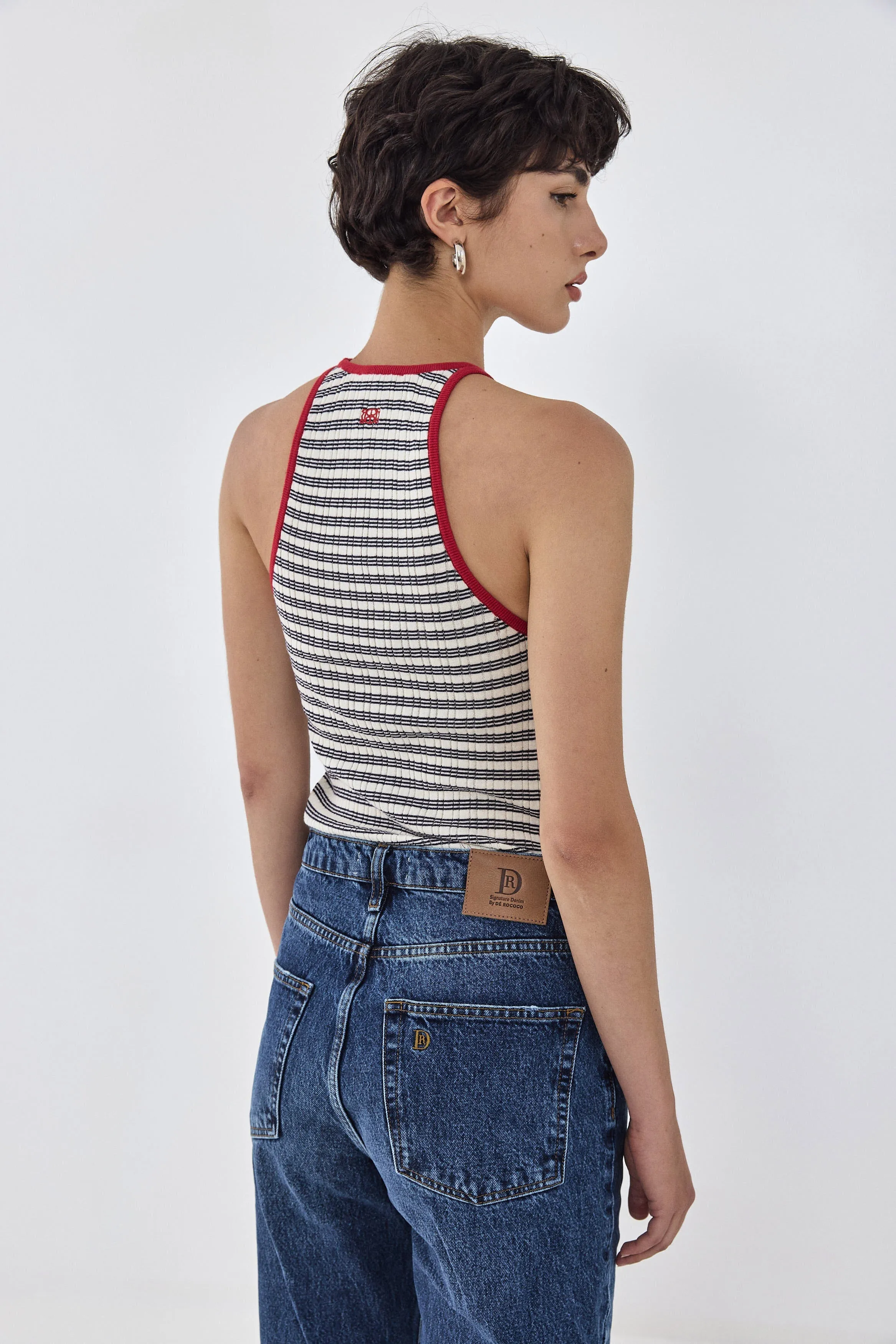 Striped Ribbed Racer Tank Top sold by Dé Rococo product image thumbnail 5