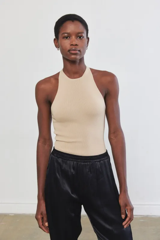 Tight Ribbed Halter Top made by Dé Rococo
