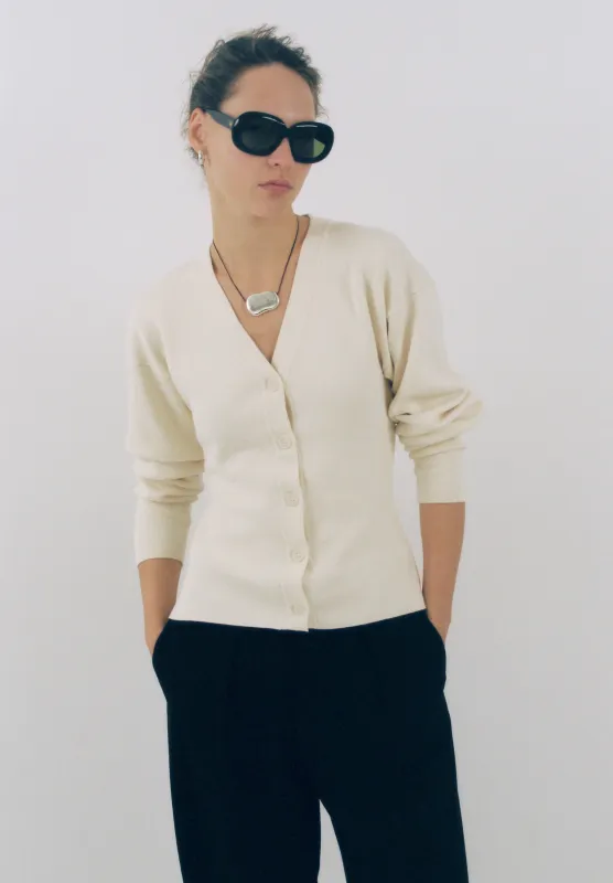 Cinched V Neck Cardigan made by Dé Rococo