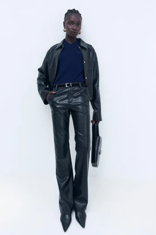Stitch Detail Vegan Leather Pants made by Dé Rococo