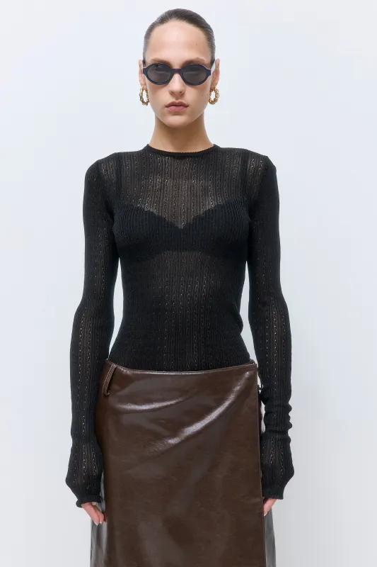 Semi Sheer Crochet Crewneck made by Dé Rococo