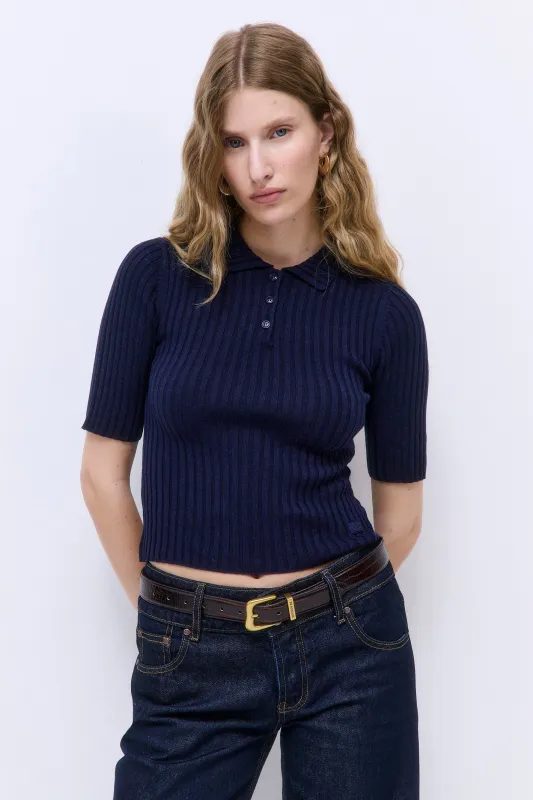 Mid Sleeved Rib Polo made by Dé Rococo