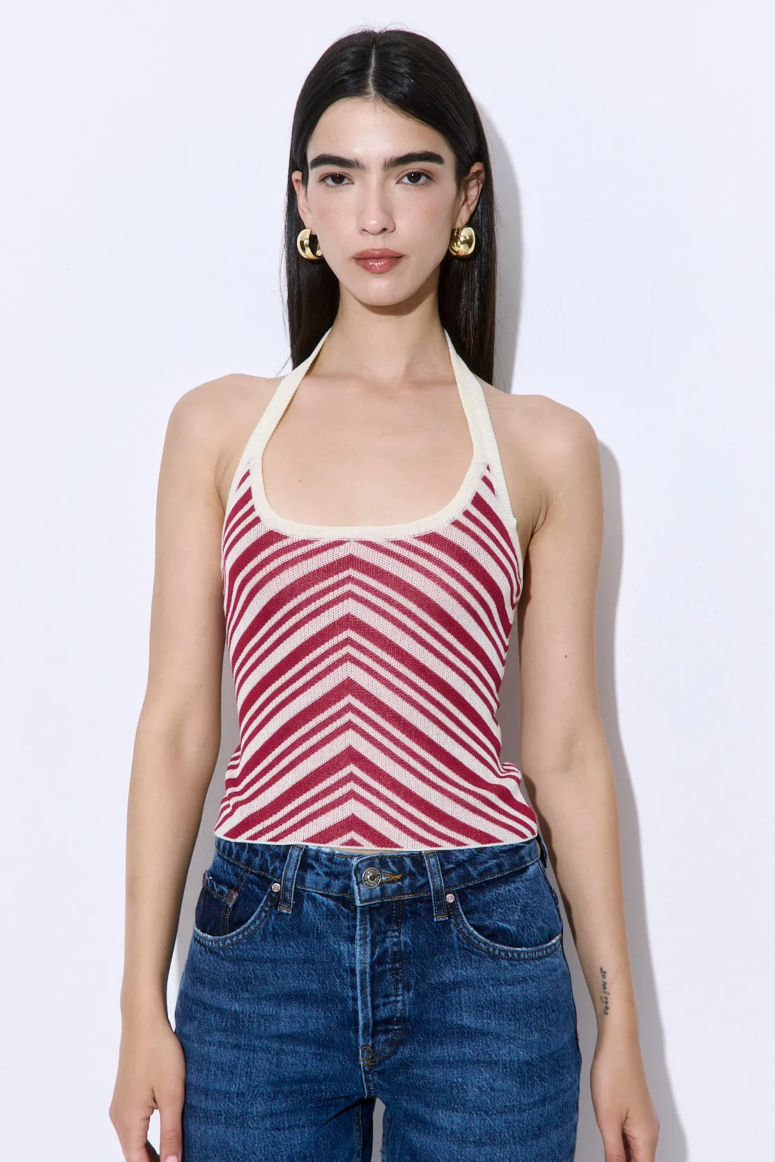 Pattern Knitted Halter Neck Top sold by Dé Rococo