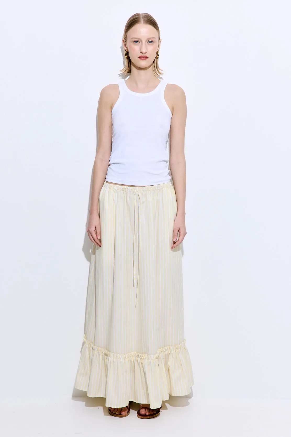 Ruffled Poplin Maxi Skirt sold by Dé Rococo