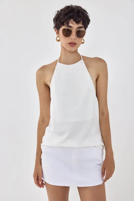 Satin Collared Tank Top made by Dé Rococo