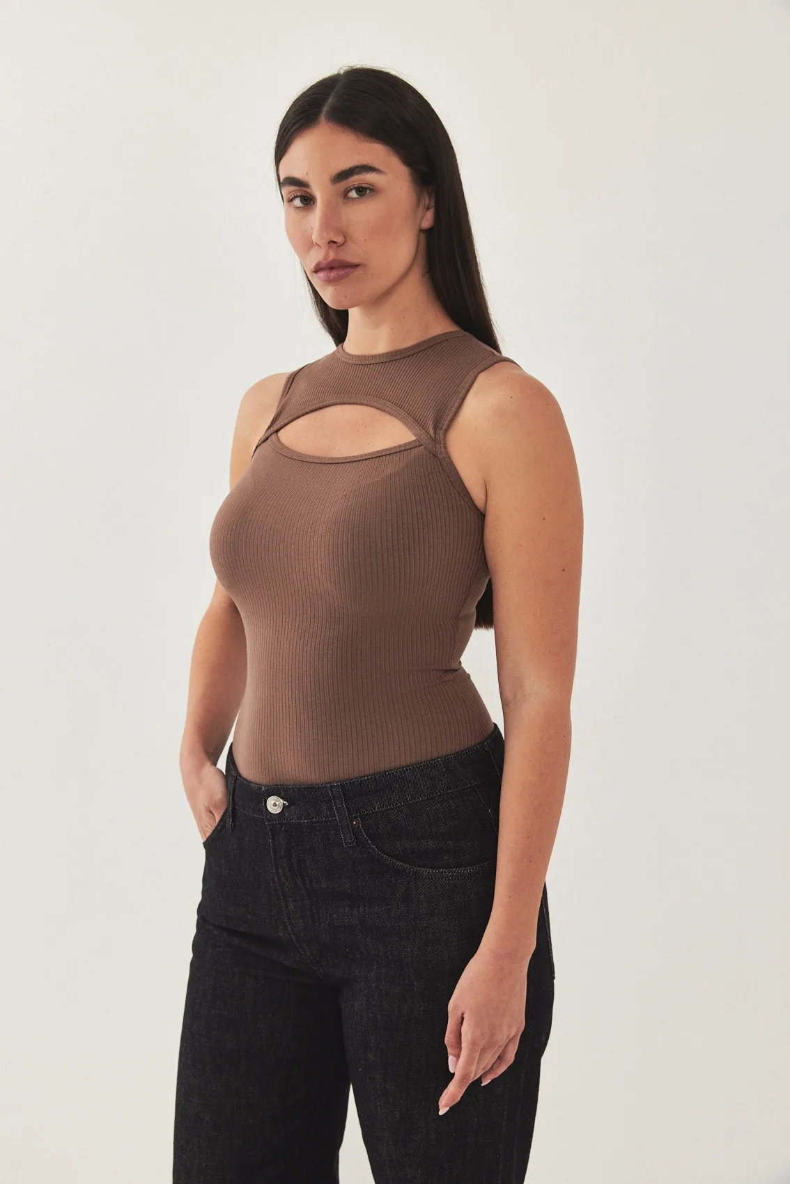 Frontal Cut Out Ribbed Tank Top sold by Dé Rococo product image thumbnail 4
