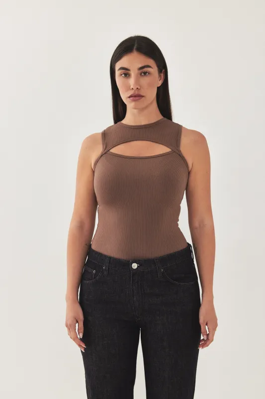 Frontal Cut Out Ribbed Tank Top made by Dé Rococo