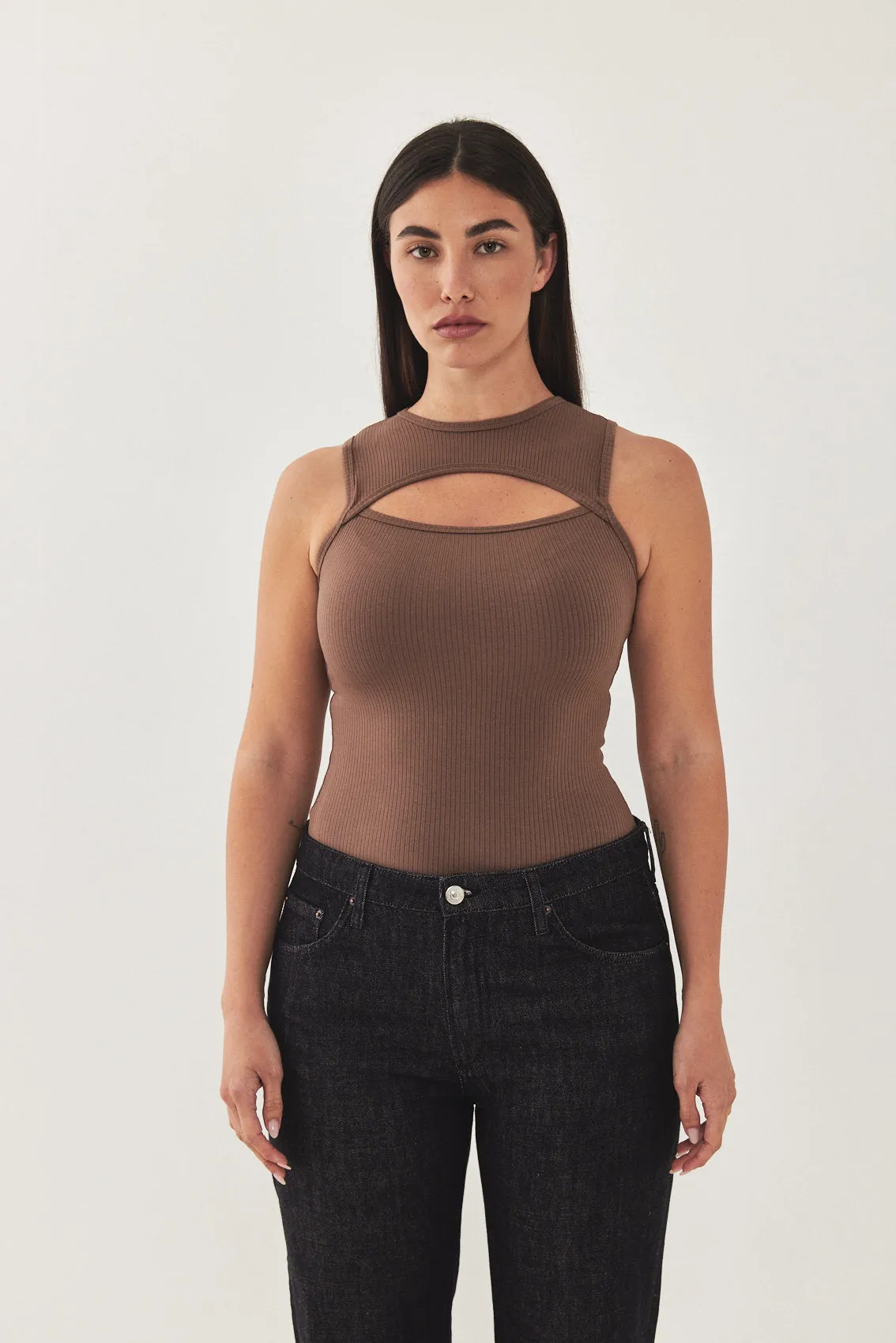 Frontal Cut Out Ribbed Tank Top sold by Dé Rococo