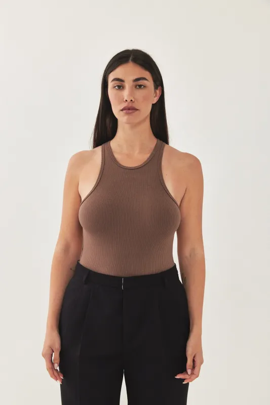 Open Back Ribbed Bodysuit made by Dé Rococo