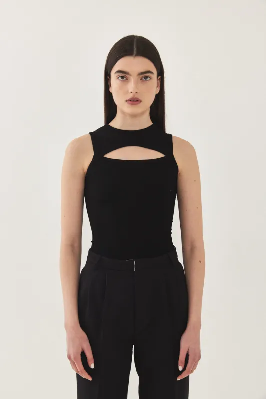 Frontal Cut Out Ribbed Tank Top made by Dé Rococo