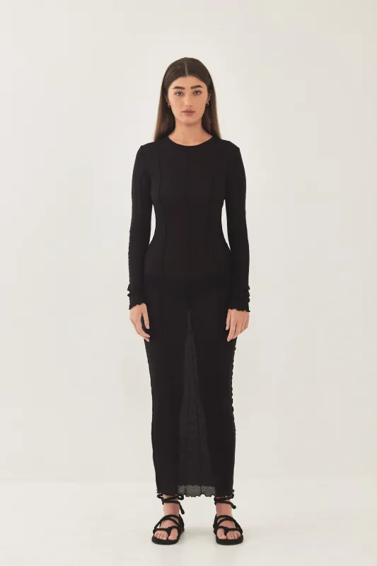 Long Sleeve Maxi Soft Curling Sheer Dress made by Dé Rococo