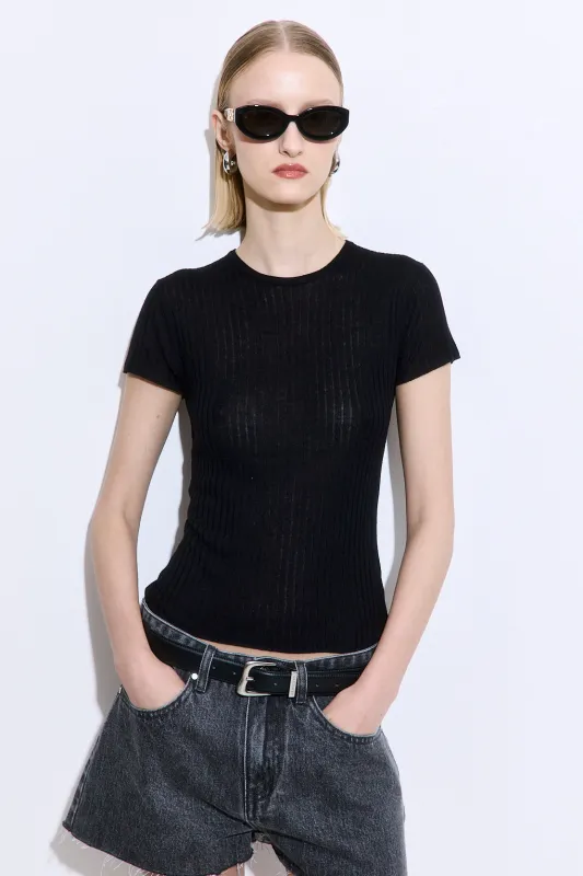 Sheer Ribbed Top made by Dé Rococo