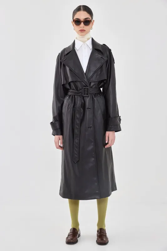Vegan Leather Trench Coat made by Dé Rococo