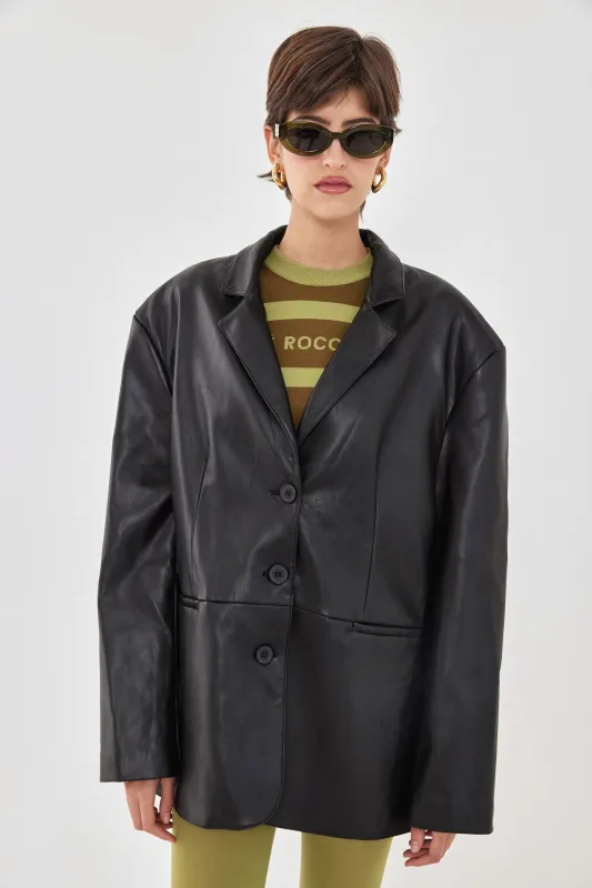 Vegan Leather Tailored Blazer made by Dé Rococo