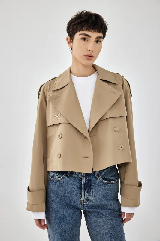 Double Breasted Cropped Trench Coat made by Dé Rococo