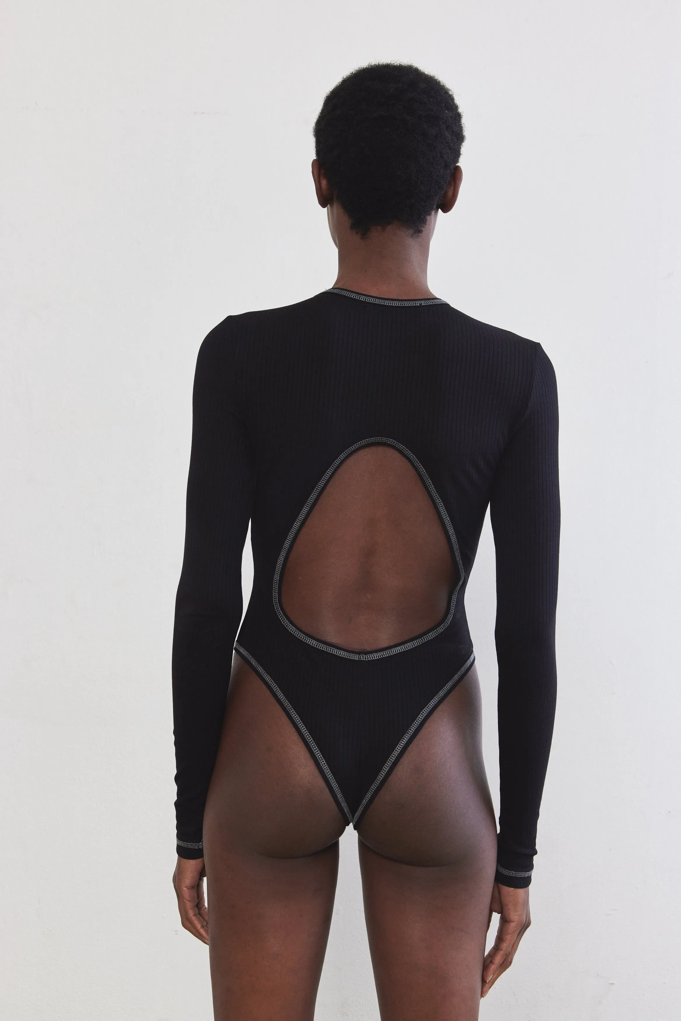 Open Back Ribbed Bodysuit sold by Dé Rococo product image thumbnail 5
