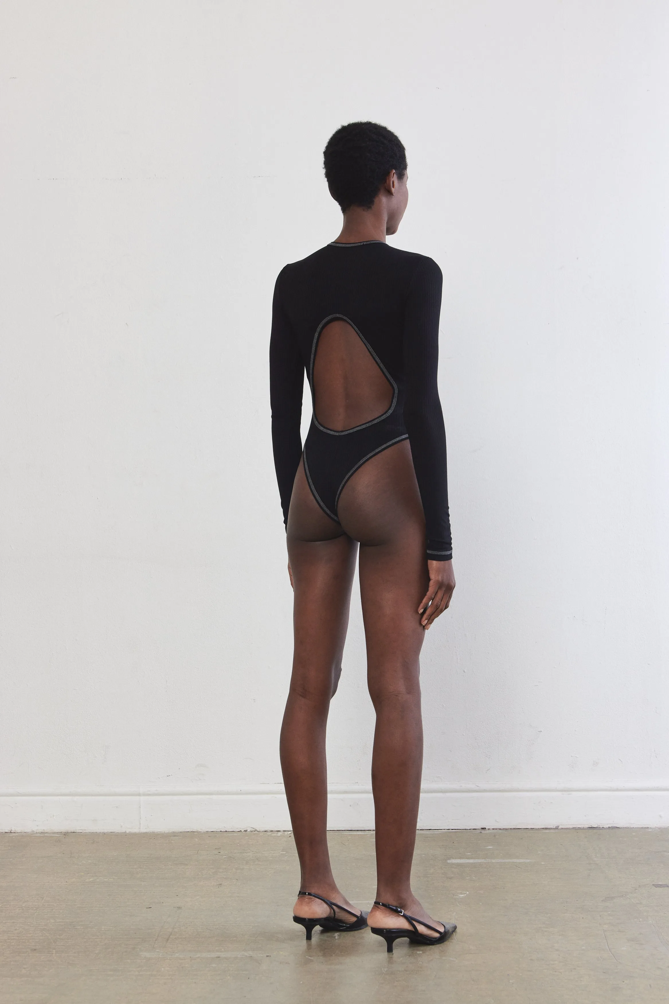 Open Back Ribbed Bodysuit sold by Dé Rococo product image thumbnail 2