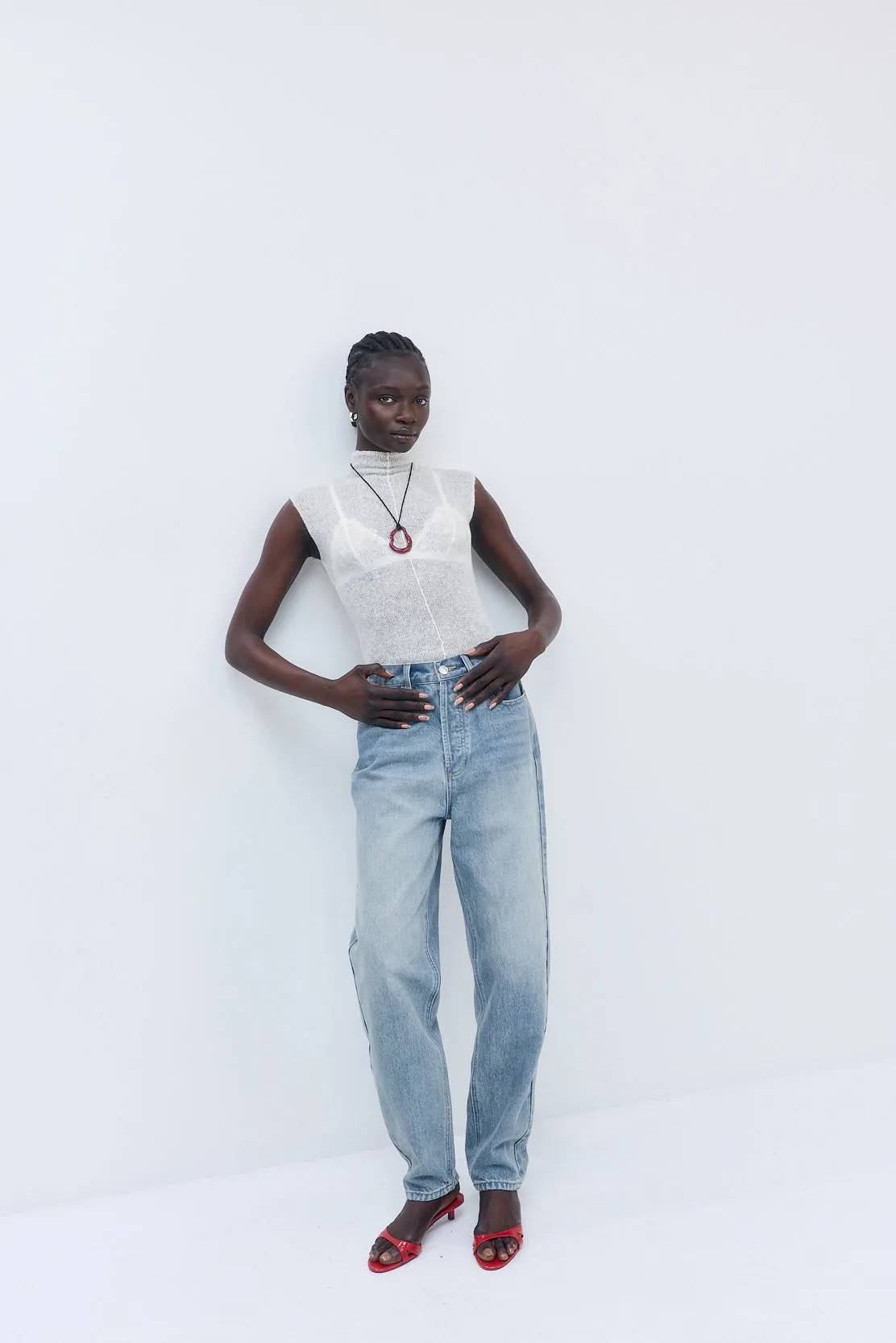 Fuzzy Sheer Mockneck Tank sold by Dé Rococo product image thumbnail 3