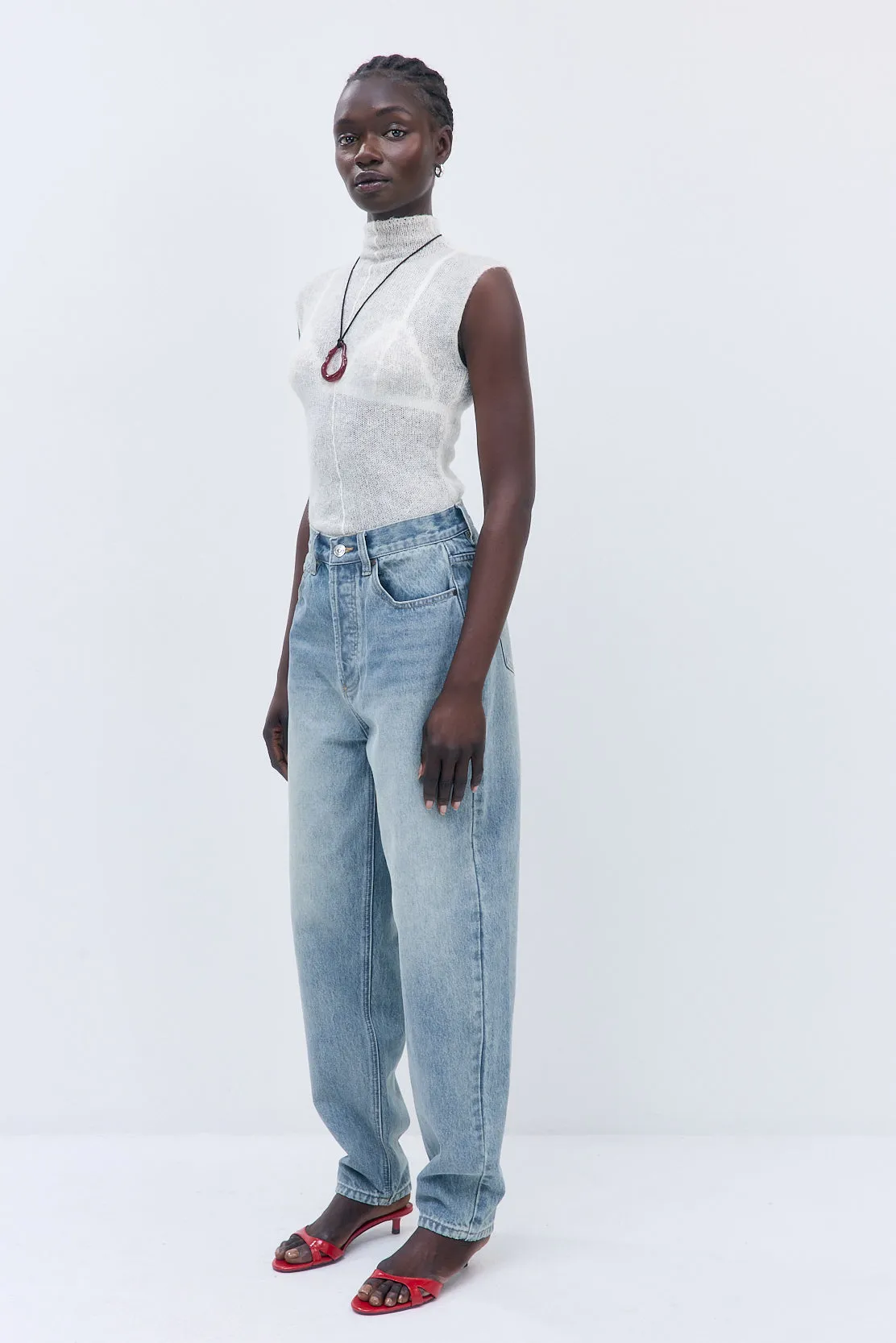 Fuzzy Sheer Mockneck Tank sold by Dé Rococo product image thumbnail 4