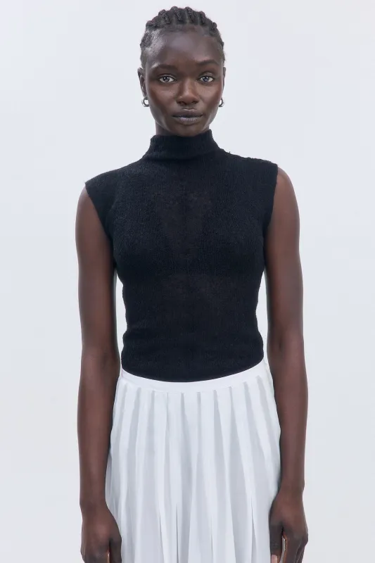 Fuzzy Sheer Mockneck Tank made by Dé Rococo