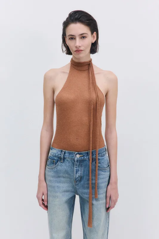 Fuzzy Sheer Scarf Halter Top made by Dé Rococo