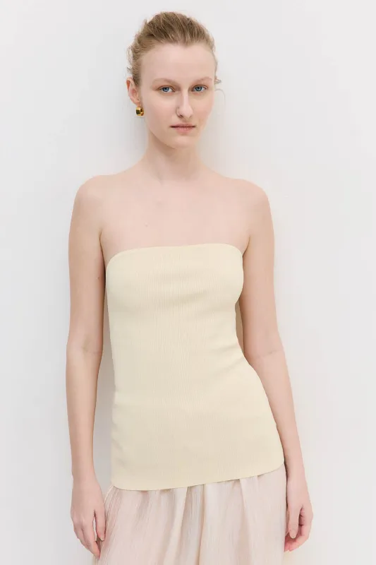 Tight Ribbed Strapless Top made by Dé Rococo