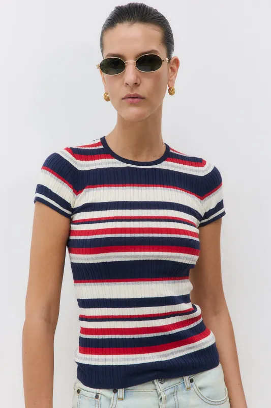 Ribbed Striped Top made by Dé Rococo