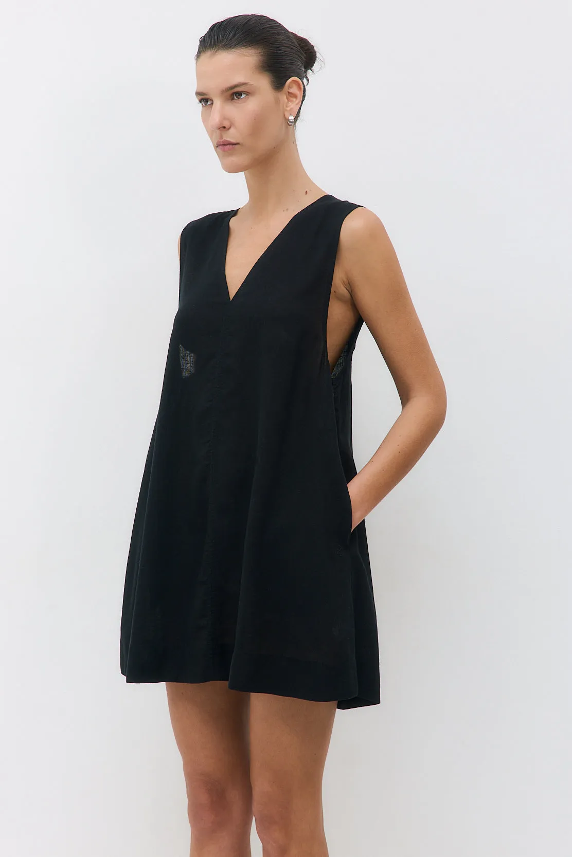 Linen V Neck Mini Dress sold by Dé Rococo product image thumbnail 4